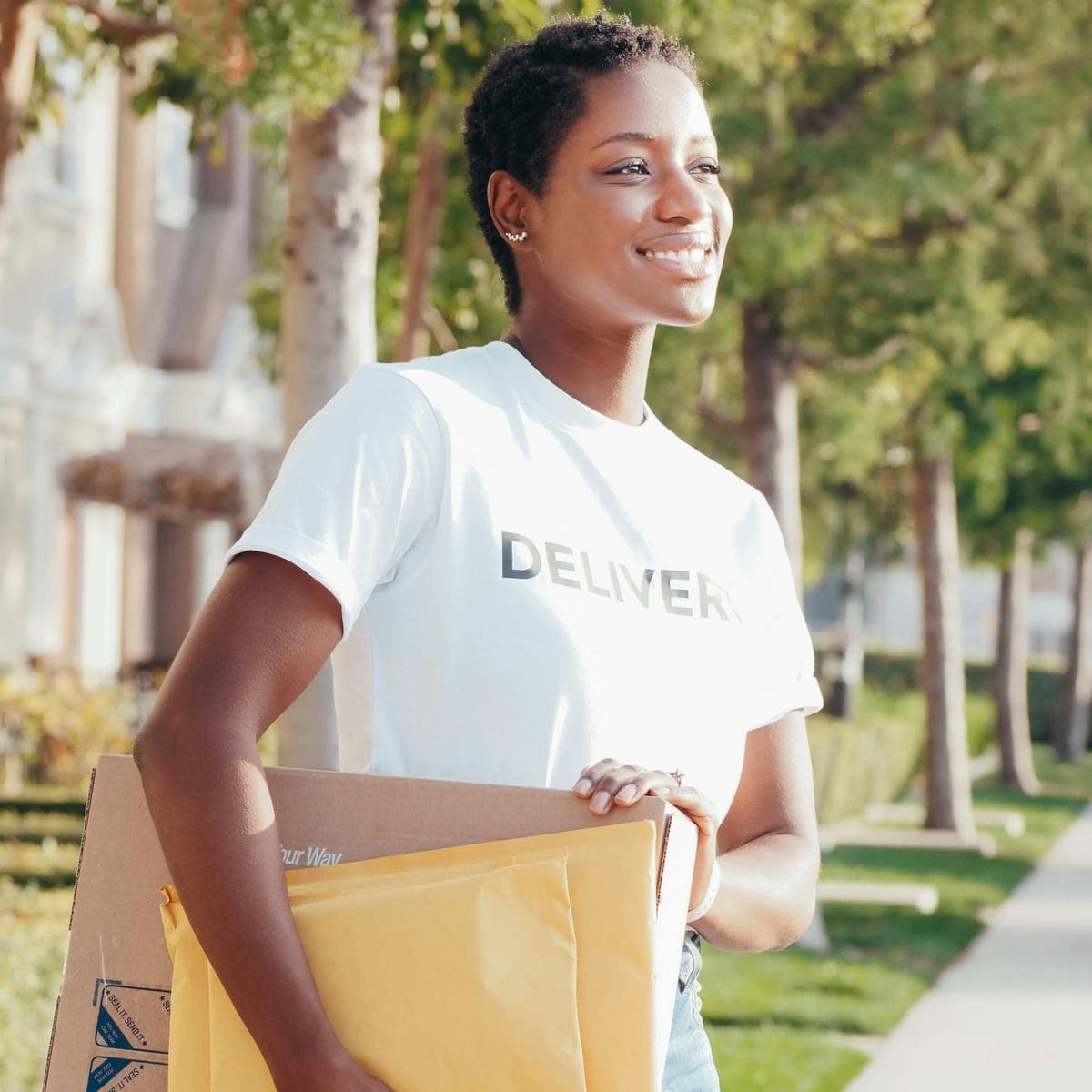 A courier delivering packages
