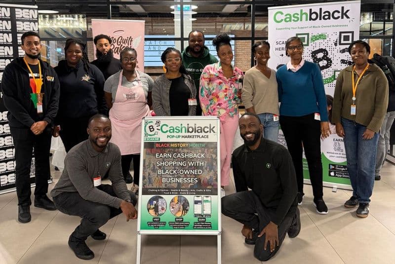 Vendors and the Cashblack team together at a pop-up marketplace